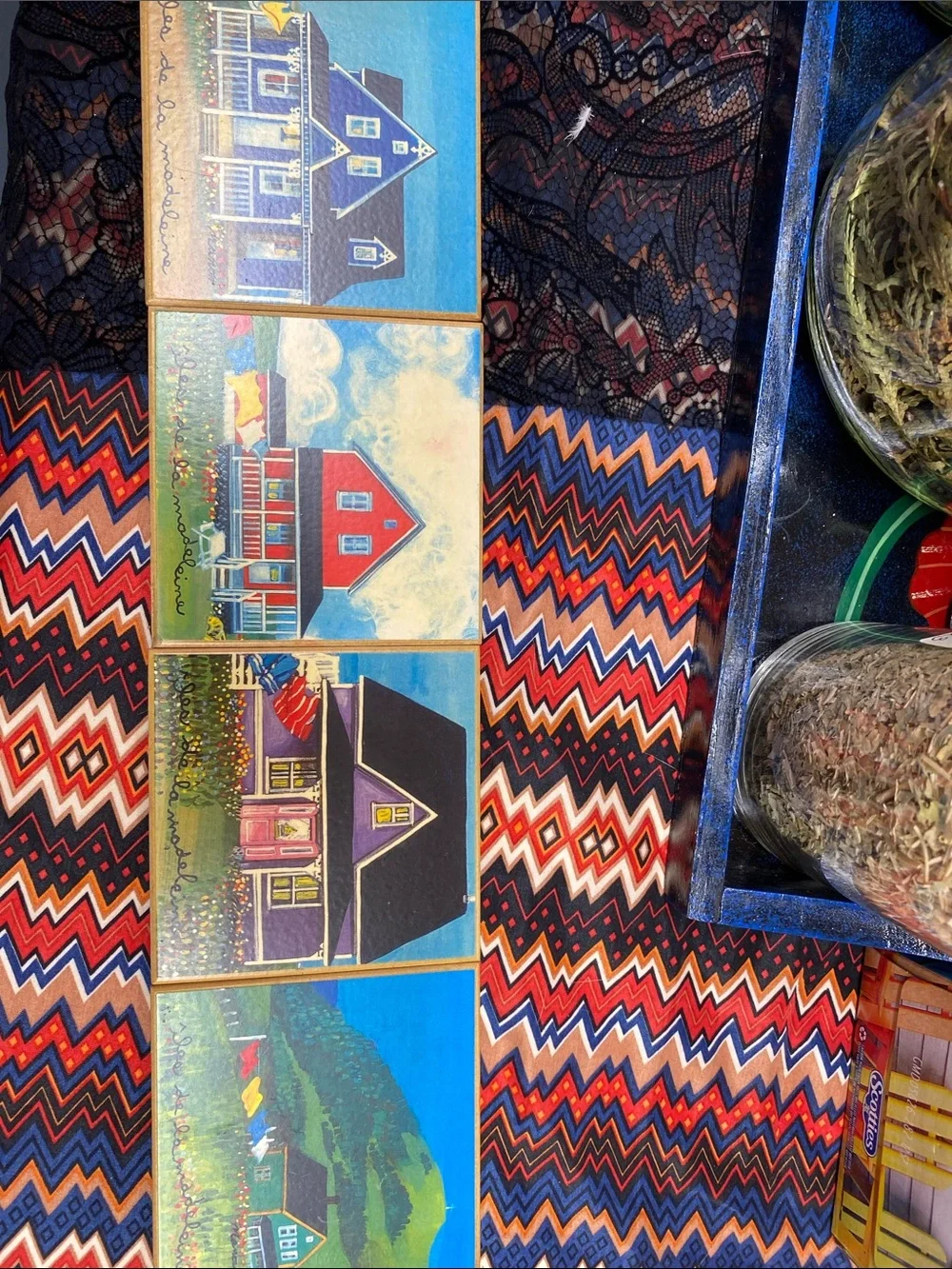 Set of Coasters, Isle of Madeleine, Quebec, 4 Vintage pieces